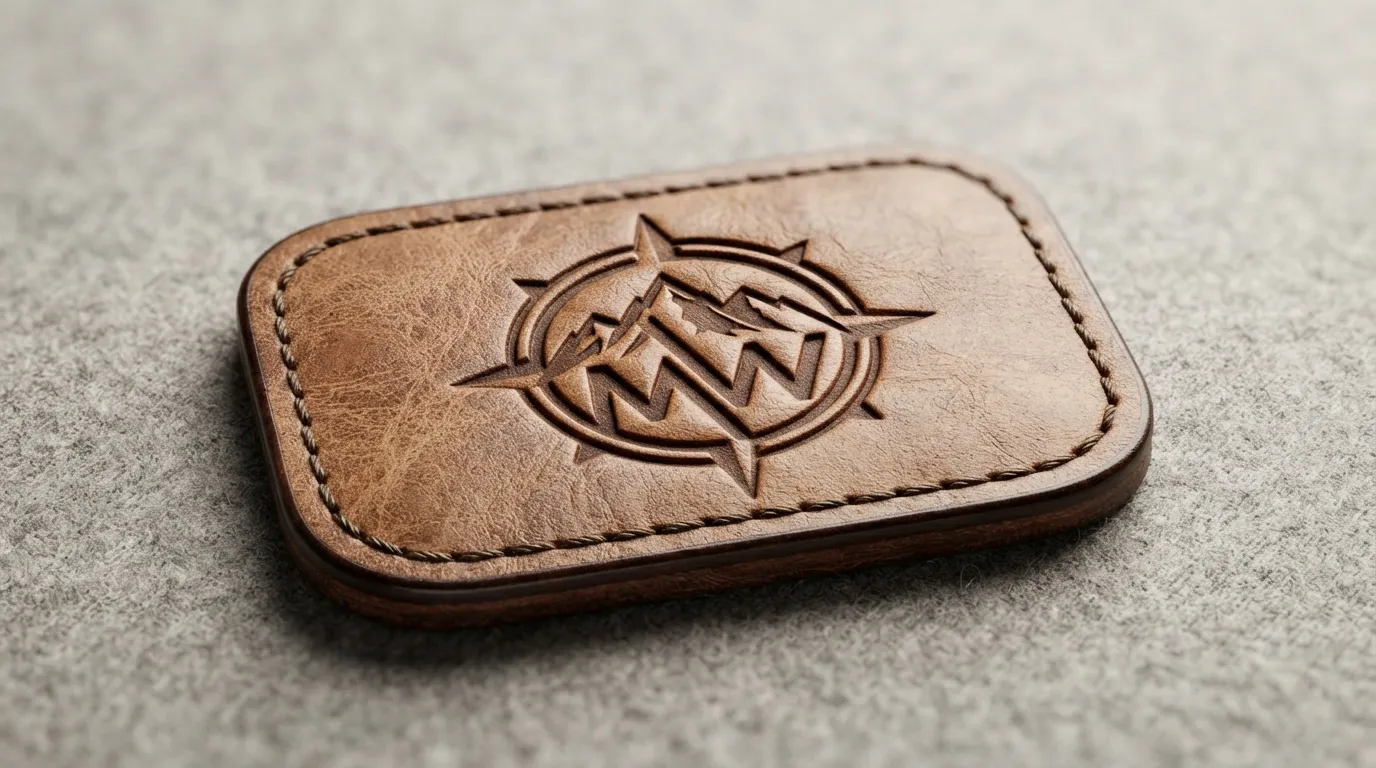 Custom Leather Logo Patches — Logo-Centered Composition